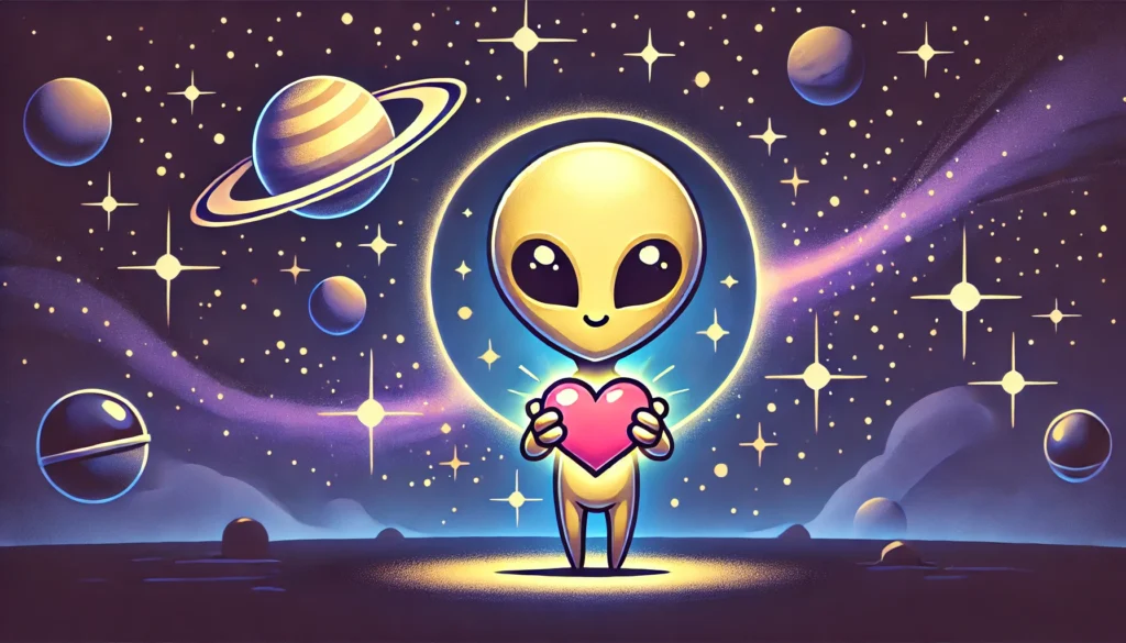 playful alien illustration for alien pick up lines