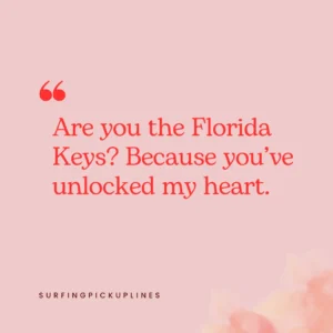 a text of pickup line about florida on a pink background 